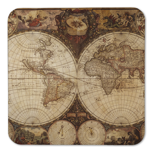 Vintage World Map Coaster Set - FRONT (one)