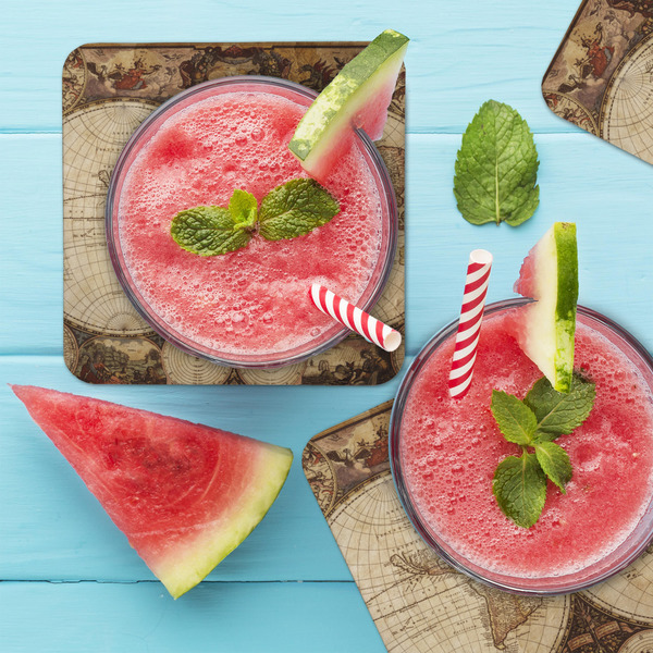 Vintage World Map Coaster Set - LIFESTYLE