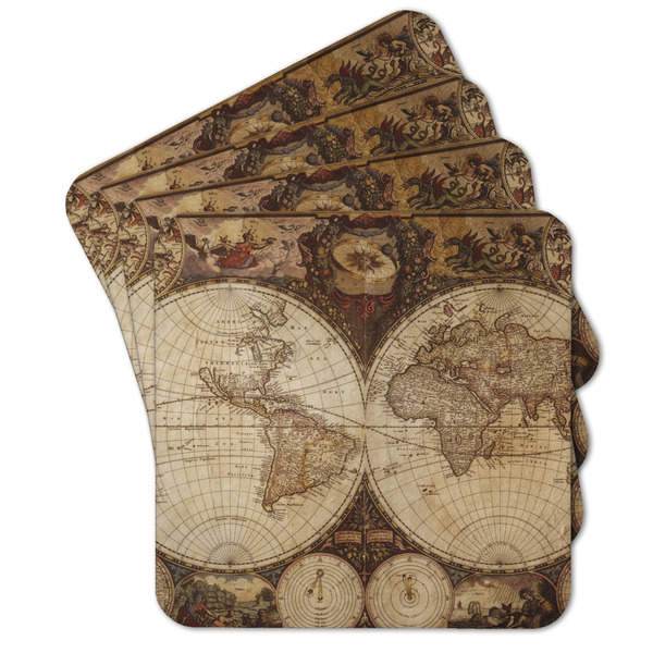 Custom Vintage World Map Cork Coaster - Set of 4
