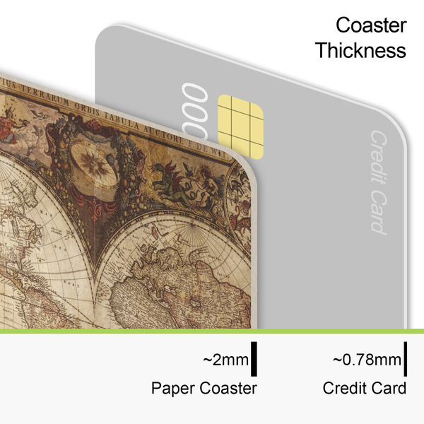 Vintage World Map Coaster Thickness