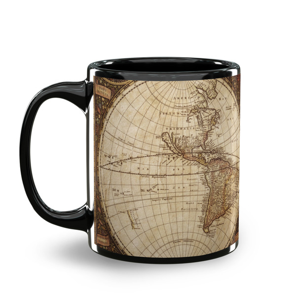 Vintage World Map Coffee Mug - 11 oz - Black