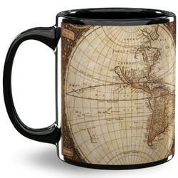 Vintage World Map 11 Oz Coffee Mug - Black