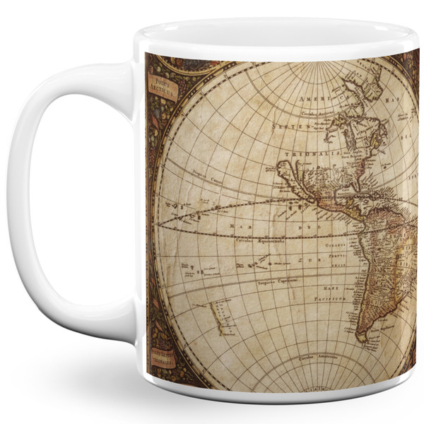 Custom Vintage World Map 11 Oz Coffee Mug - White