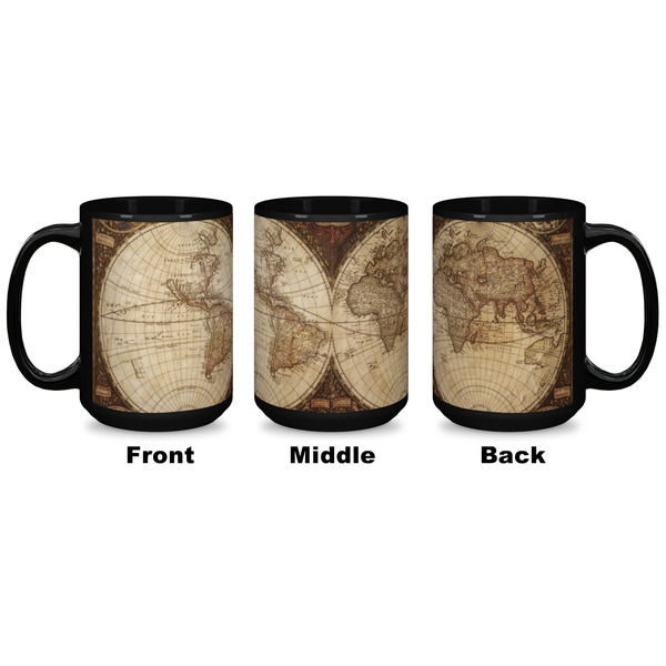 Vintage World Map Coffee Mug - 15 oz - Black APPROVAL
