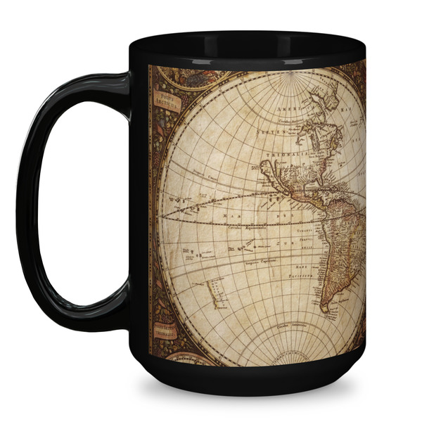 Vintage World Map Coffee Mug - 15 oz - Black