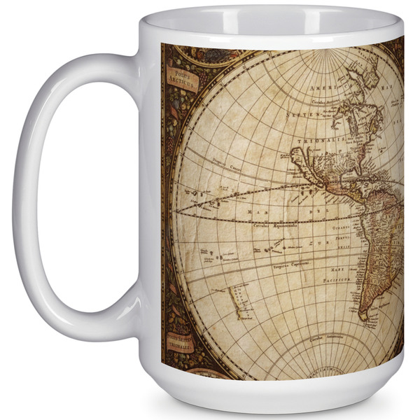 Custom Vintage World Map 15 Oz Coffee Mug - White