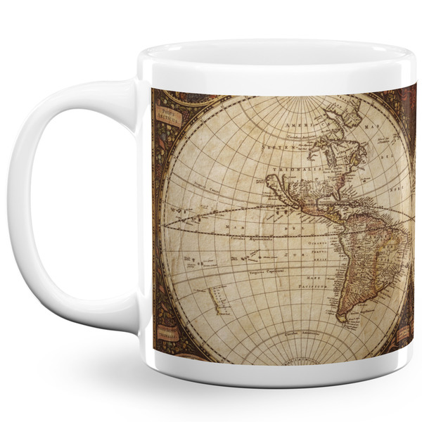 Custom Vintage World Map 20 Oz Coffee Mug - White