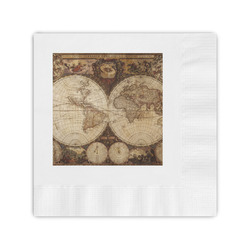 Vintage World Map Coined Cocktail Napkins