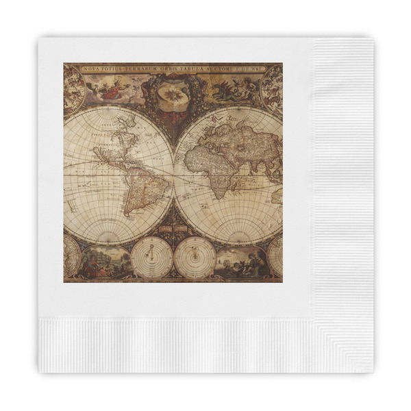 Custom Vintage World Map Embossed Decorative Napkins