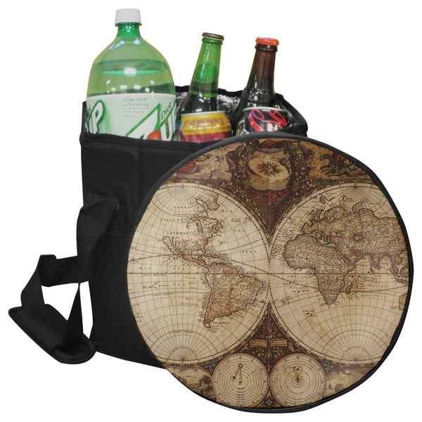 Custom Vintage World Map Collapsible Cooler & Seat