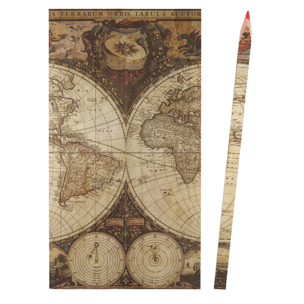 Vintage World Map Colored Pencils - Front View
