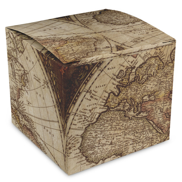 Custom Vintage World Map Cube Favor Gift Boxes