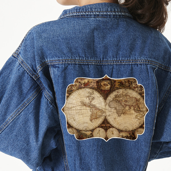 Custom Vintage World Map Twill Iron On Patch - Custom Shape - 3XL