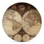 Vintage World Map Microwave Safe Plastic Plate - Composite Polymer