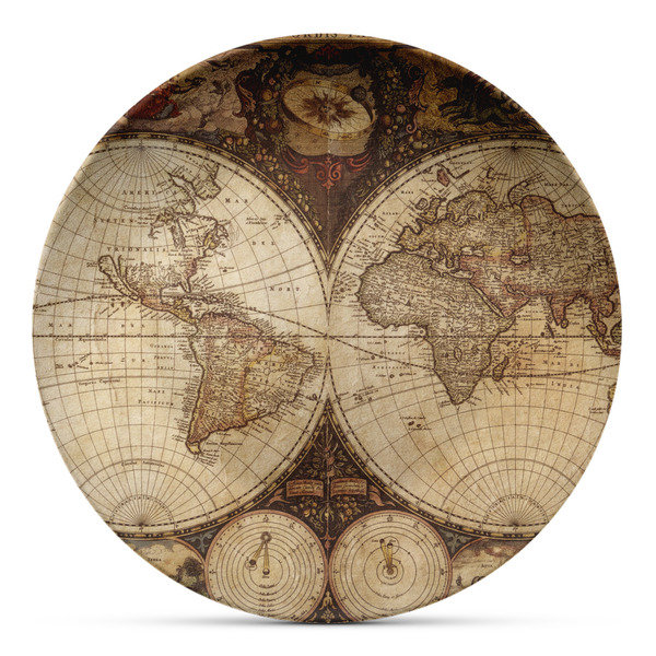 Custom Vintage World Map Microwave Safe Plastic Plate - Composite Polymer