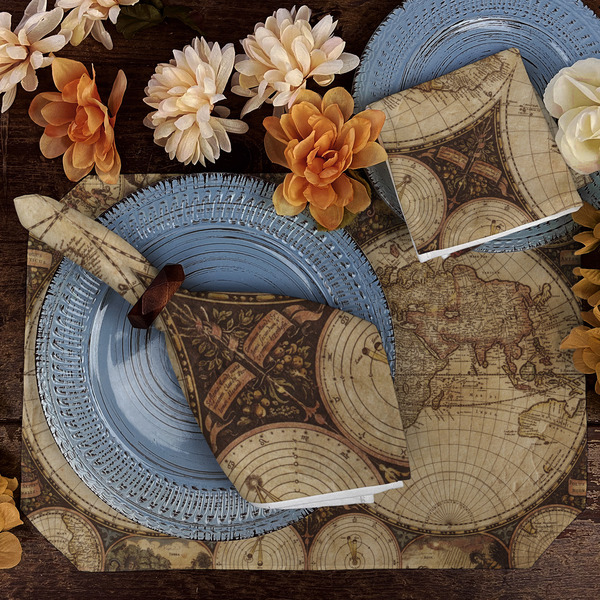 Vintage World Map Dining Set