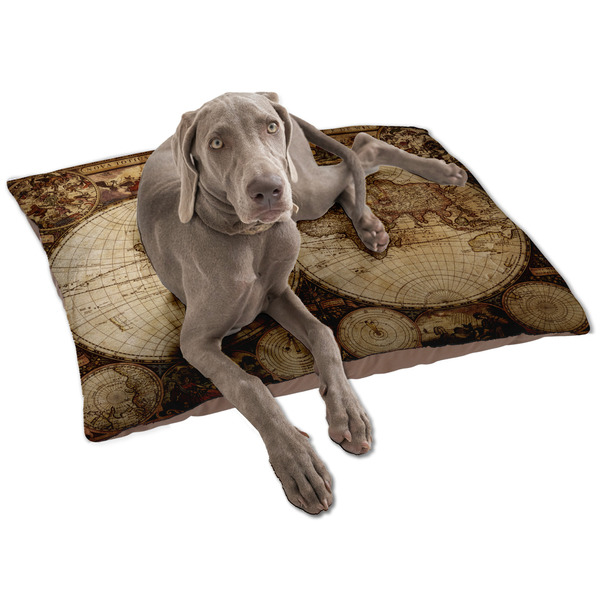 Vintage World Map Dog Bed - Large LIFESTYLE