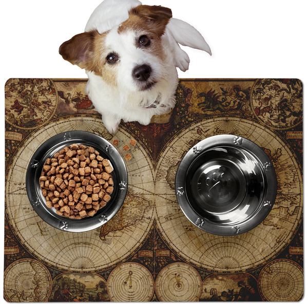 Vintage World Map Dog Food Mat - Medium LIFESTYLE