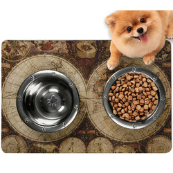 Vintage World Map Dog Food Mat - Small