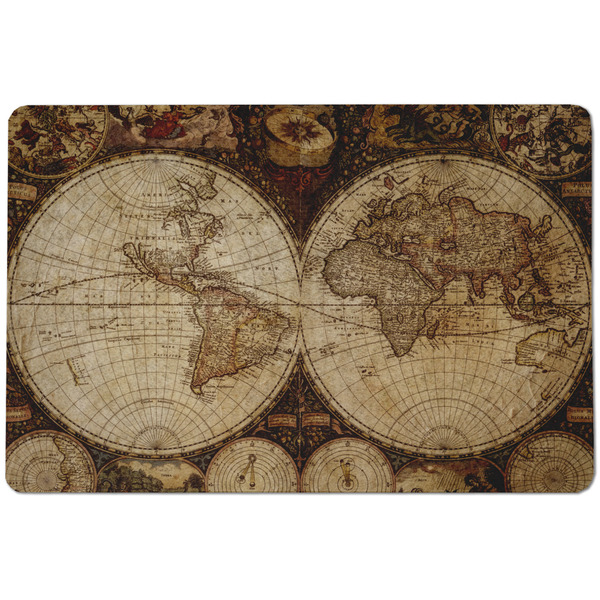 Custom Vintage World Map Dog Food Mat
