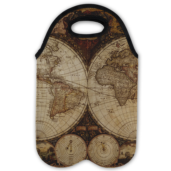 Vintage World Map Double Wine Tote - Flat (new)