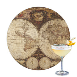 Vintage World Map Printed Drink Topper - 3.25"