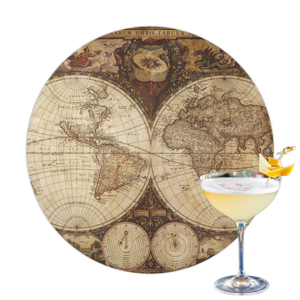 Custom Vintage World Map Printed Drink Topper