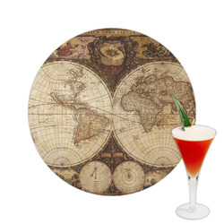 Vintage World Map Printed Drink Topper -  2.5"