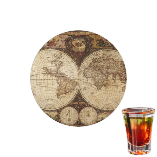 Custom Vintage World Map Printed Drink Topper - 1.5"
