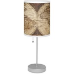 Vintage World Map 7" Drum Lamp with Shade Linen