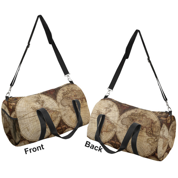 Vintage World Map Duffle bag large front and back sides
