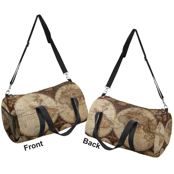 Vintage World Map Duffle bag small front and back sides