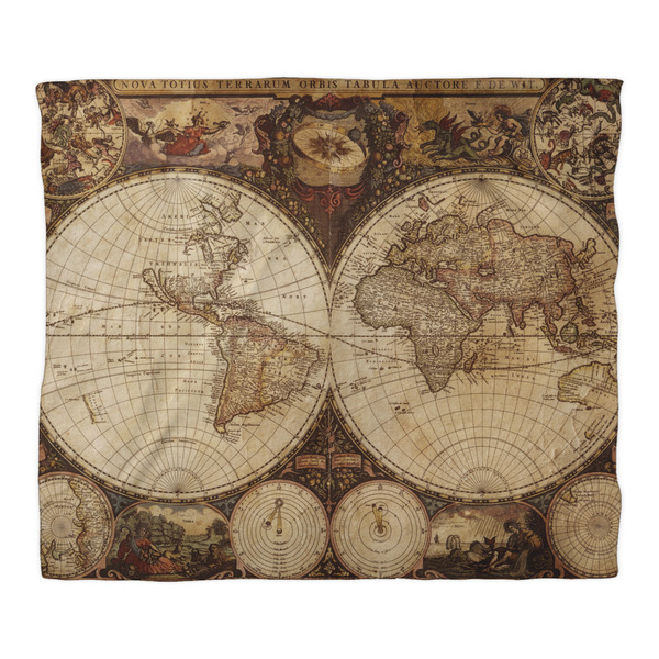 Vintage World Map Duvet Cover - King - Front
