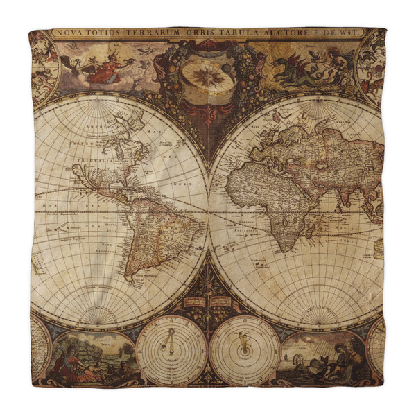 Vintage World Map Duvet Cover - Queen - Front