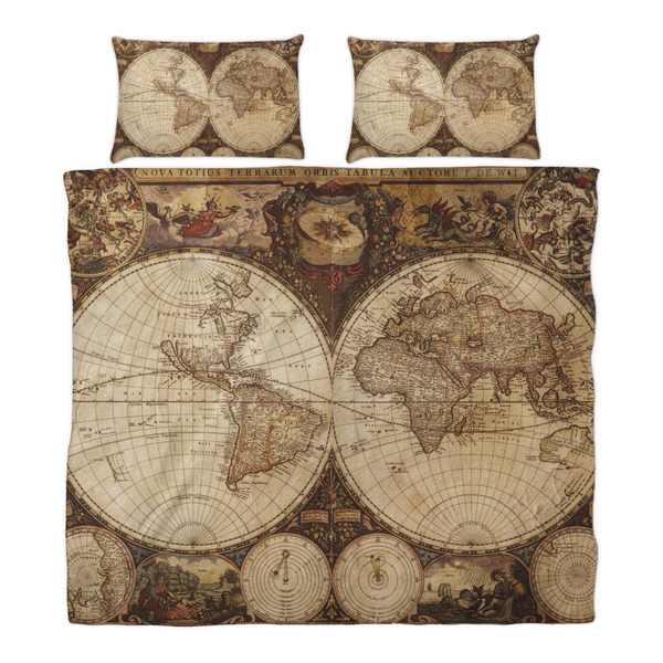Vintage World Map Duvet Cover Set - King - Alt Approval