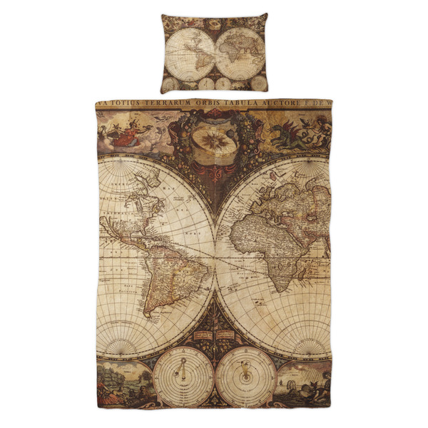 Vintage World Map Duvet Cover Set - Twin - Alt Approval