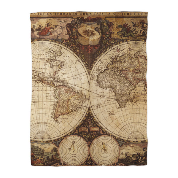 Vintage World Map Duvet Cover - Twin - Front