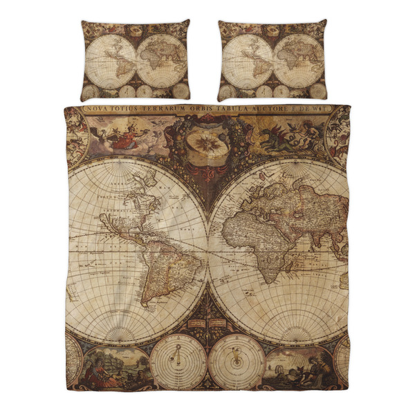 Vintage World Map Duvet cover Set - Queen - Alt Approval