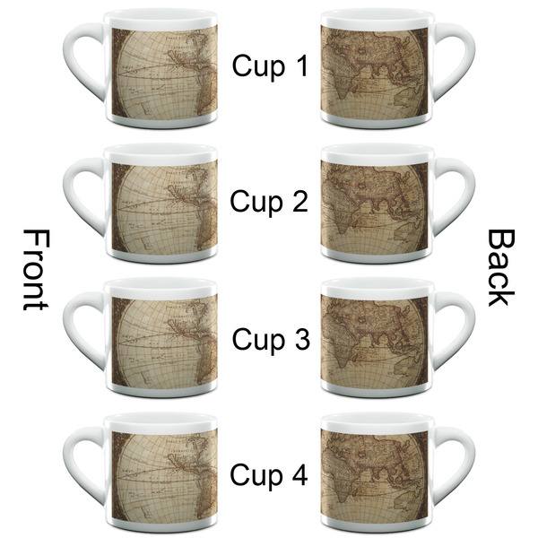 Vintage World Map Espresso Cup - 6oz (Double Shot Set of 4) APPROVAL