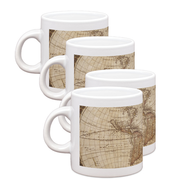 Custom Vintage World Map Single Shot Espresso Cups - Set of 4