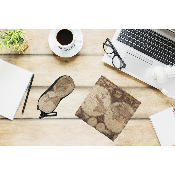 Vintage World Map Eyeglass Case and Cloth Set - LIFESTYLE