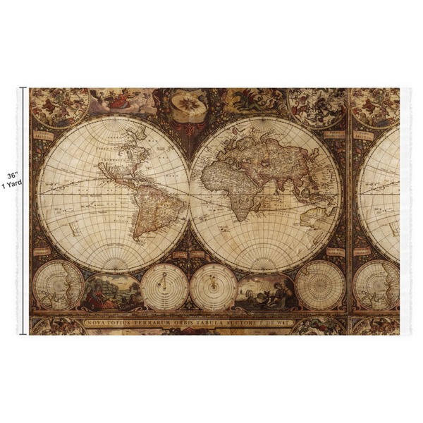 Vintage World Map Fabric Full Yard