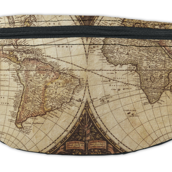 Vintage World Map Fanny Pack - Closeup