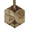 Vintage World Map Frosted Glass Ornament - Hexagon