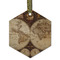 Vintage World Map Flat Glass Ornament - Hexagon