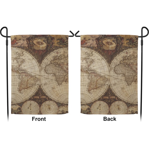 Vintage World Map Garden Flag - Double Sided Front and Back