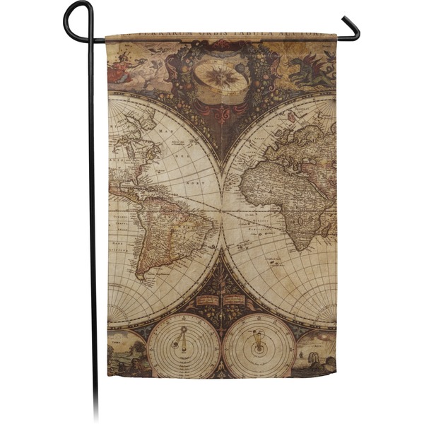 Custom Vintage World Map Small Garden Flag - Double Sided