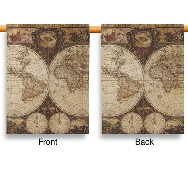 Vintage World Map Garden Flags - Large - Double Sided - APPROVAL