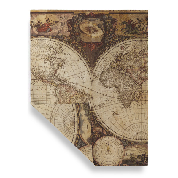 Vintage World Map Garden Flags - Large - Double Sided - FRONT FOLDED