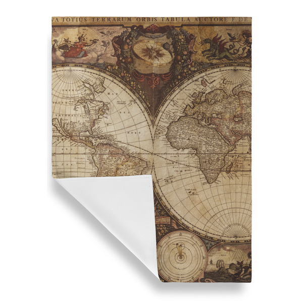 Vintage World Map Garden Flags - Large - Single Sided - FRONT FOLDED